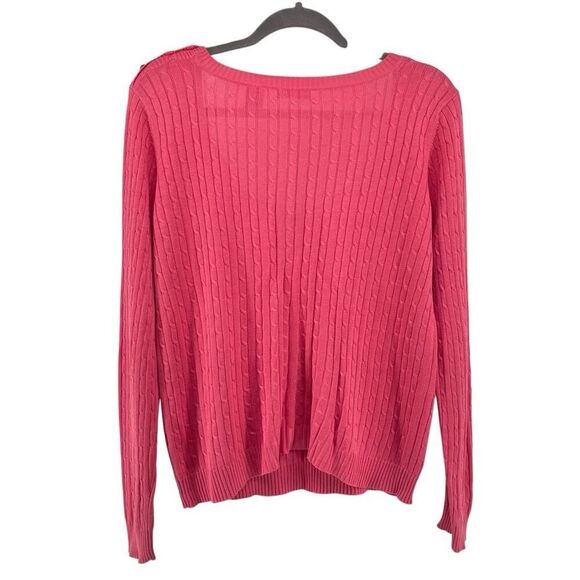 Moda International Women’s Pink Silk Cotton Cable Knit Pullover Sweater XL - Picture 2 of 11